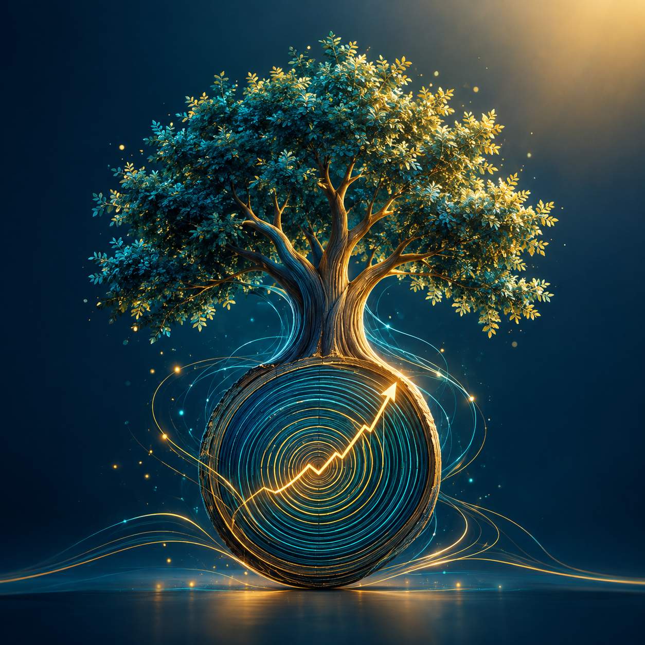 Tree whose rings form an upward growth chart